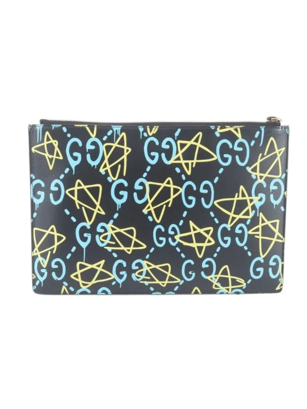 Gucci Ghost Leather Clutch Pouch Business Black